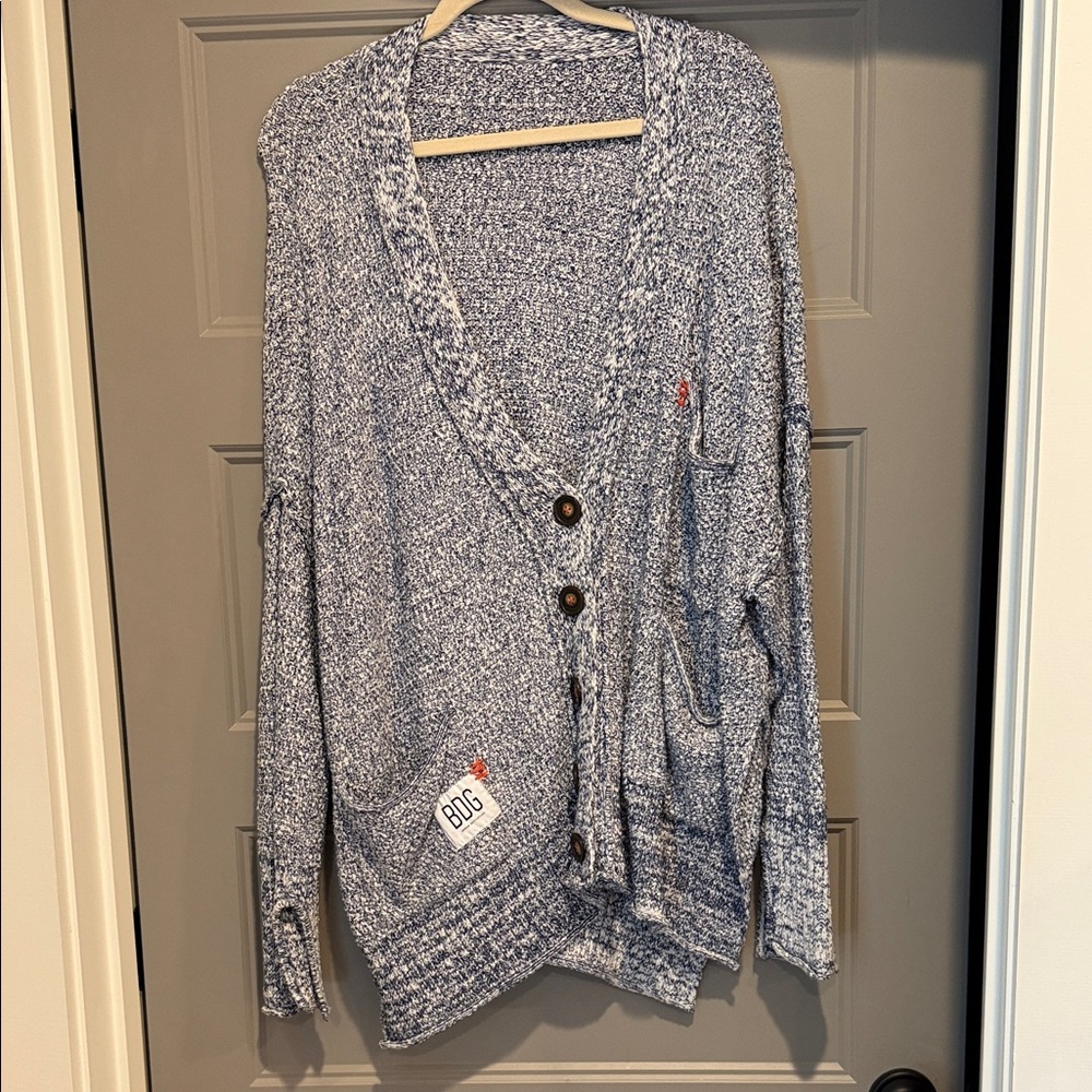 BDG Marled Blue Cardigan Sweater Urban Outfitters